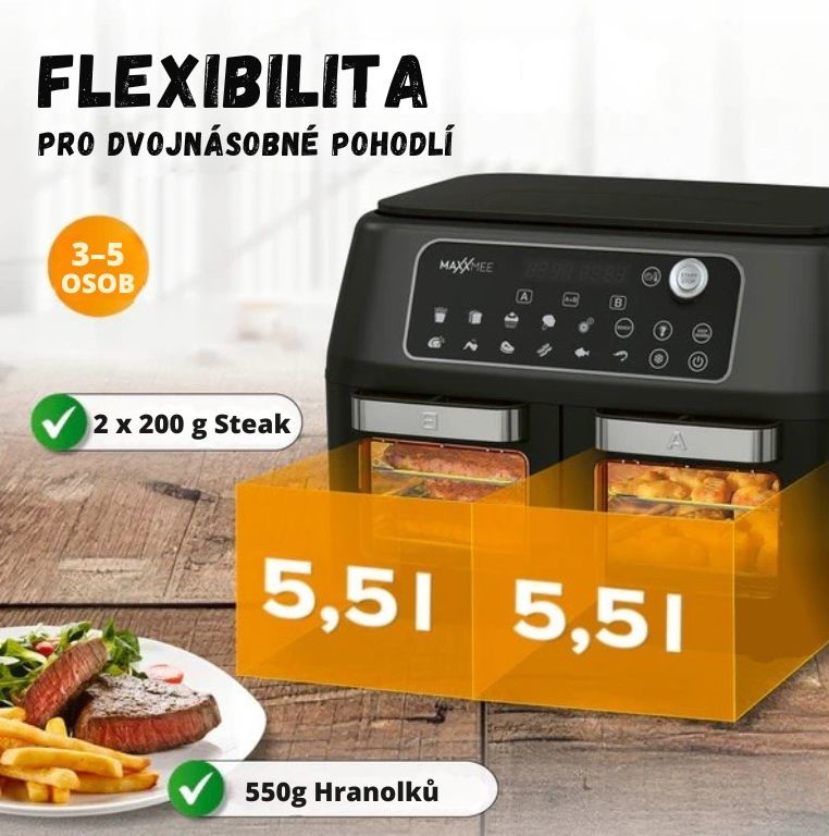 GourmetMaxx Dvojitá horkovzdušná fritéza MaxxMee DUAL 05535 (2)